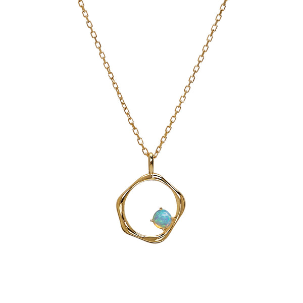 Story of Life Necklace 14K Gold Plate & Opal
