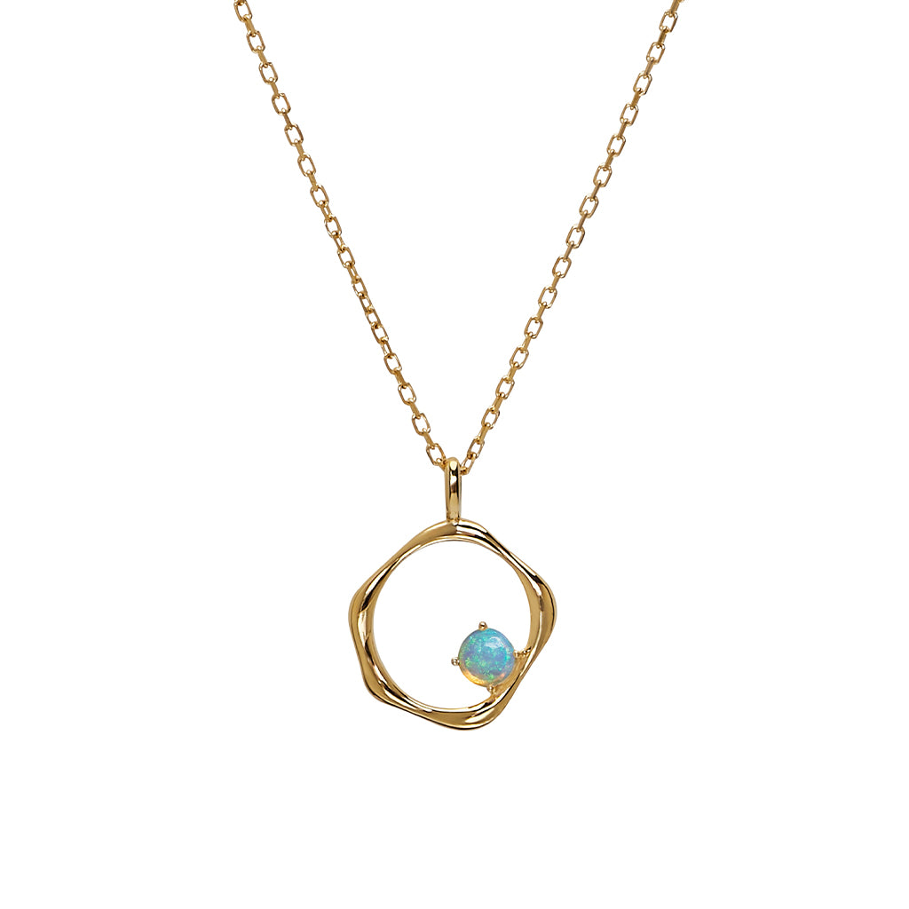 Story of Life Necklace 14K Gold Plate &amp; Opal